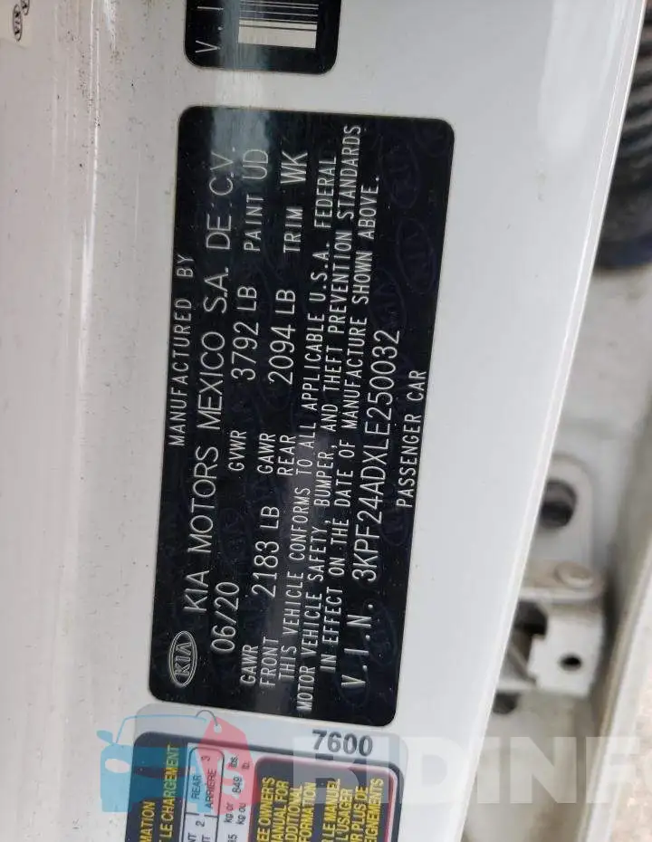 3KPF24ADXLE250032 Photo# 12