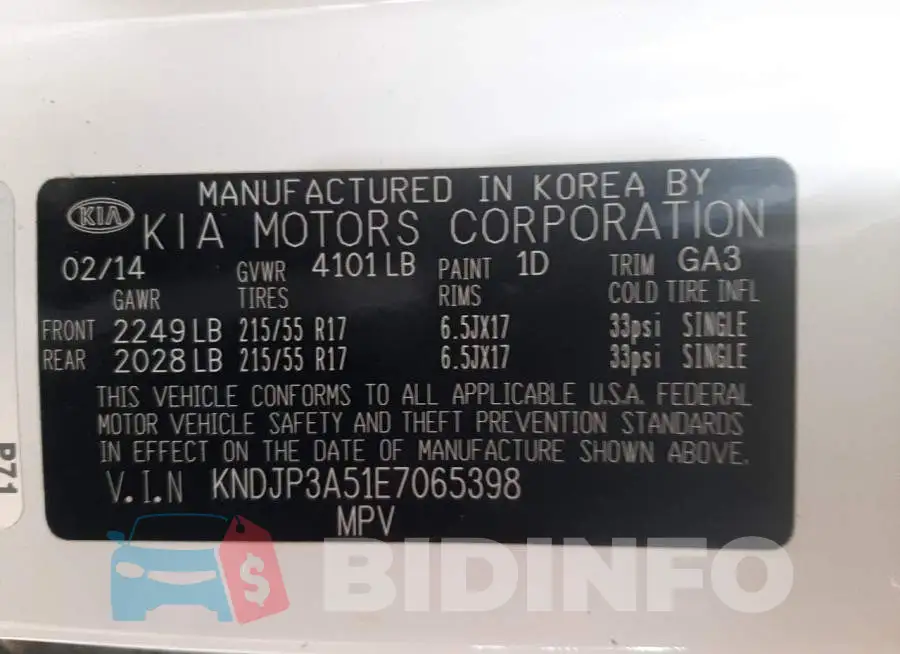 KNDJP3A51E7065398 Photo# 12