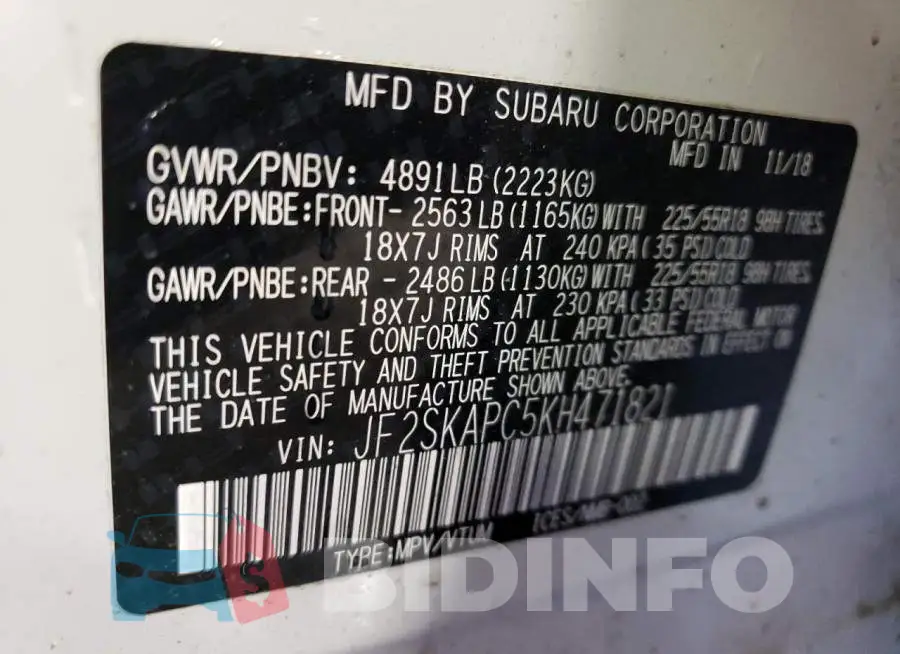 JF2SKAPC5KH471821 Photo# 14