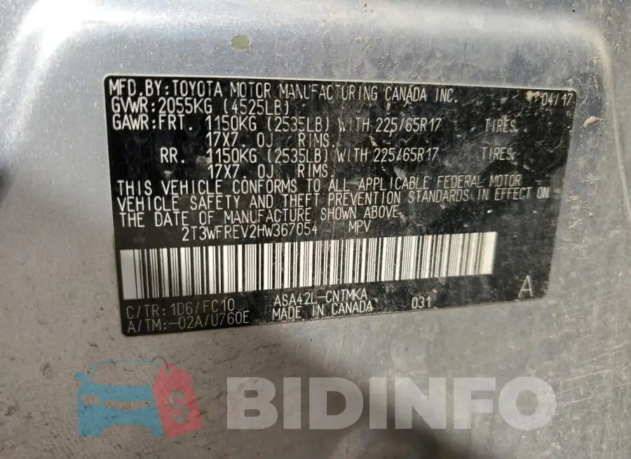 2T3WFREV2HW367054 Photo# 12