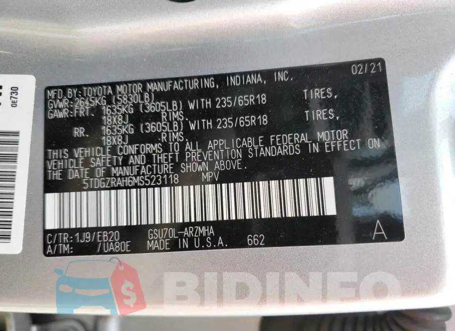 5TDGZRAH6MS523118 Photo# 14