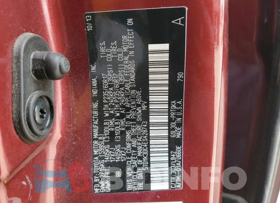 5TDYK3DC4ES428743 Photo# 14