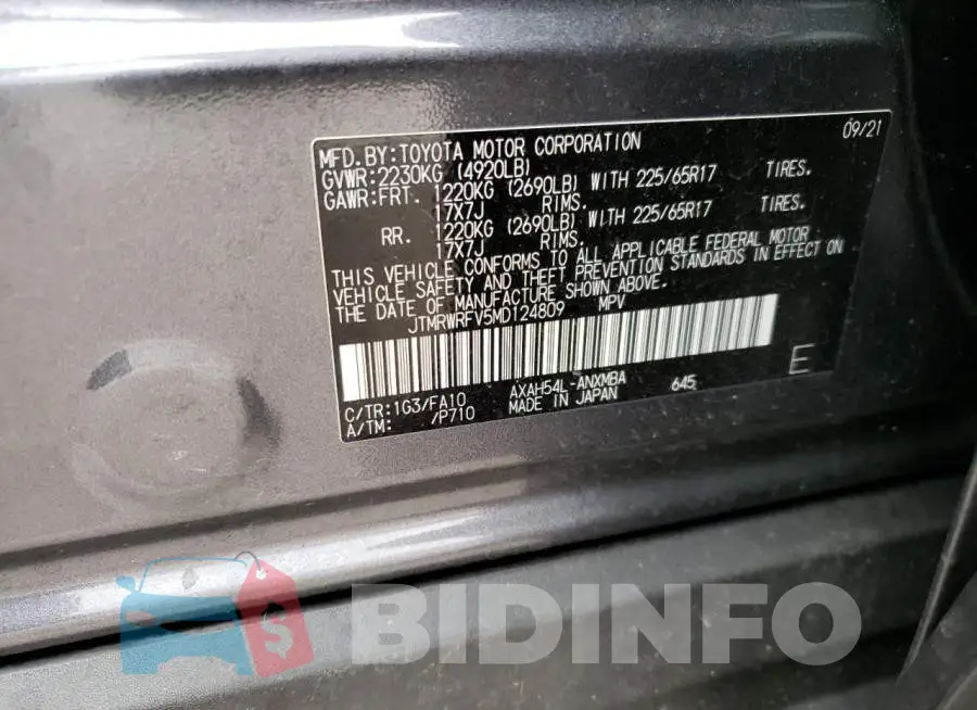JTMRWRFV5MD124809 Photo# 13