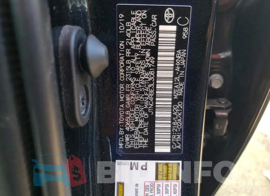 JTNC4RBE3L3081749 Photo# 13