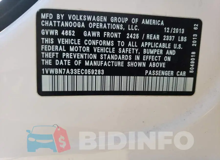 1VWBN7A33EC059283 Photo# 12