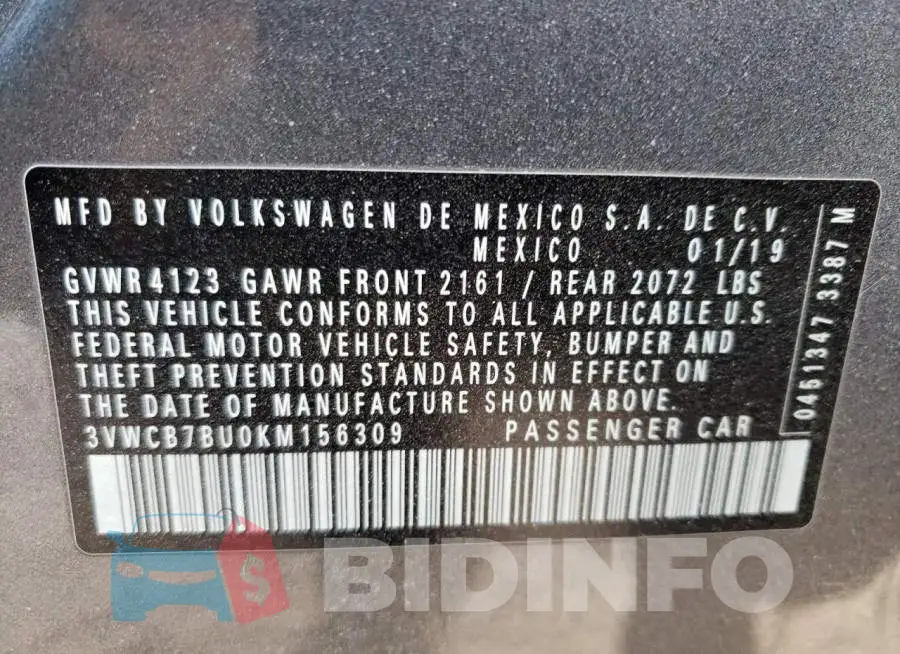 3VWCB7BU0KM156309 Photo# 12