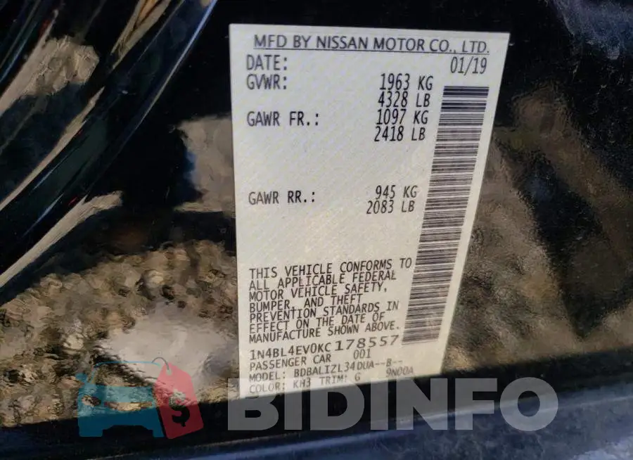 1N4BL4EV0KC178557 Photo# 13