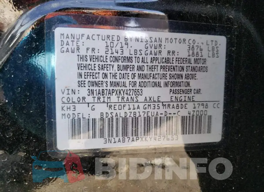 3N1AB7APXKY427653 Photo# 12