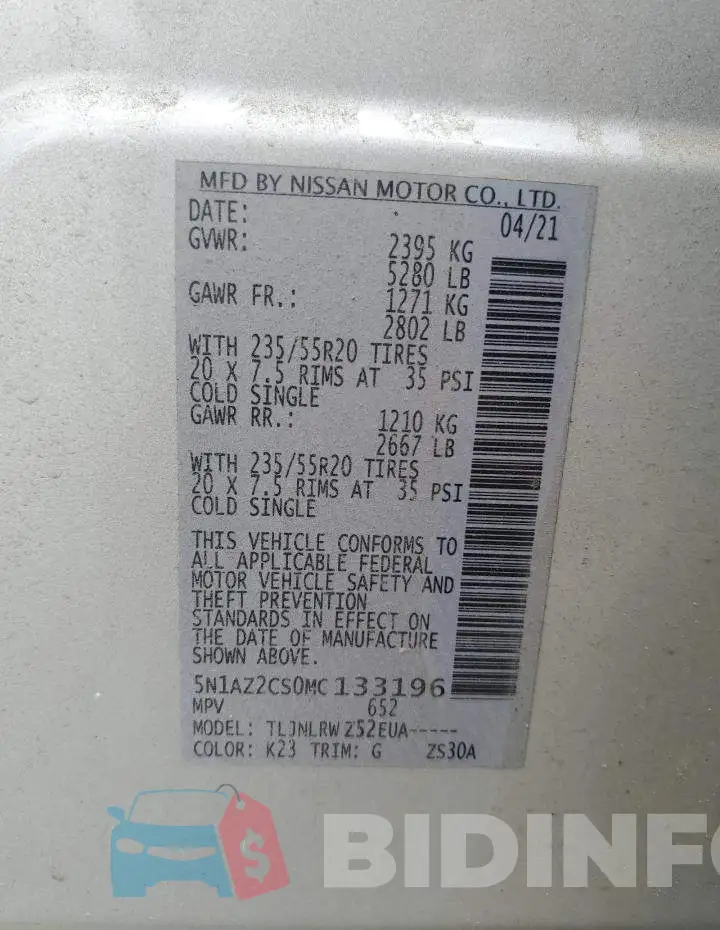 5N1AZ2CS0MC133196 Photo# 14