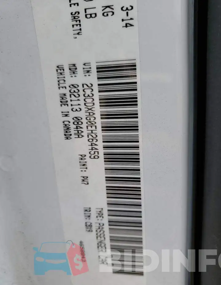 2C3CDXAG0EH264459 Photo# 12
