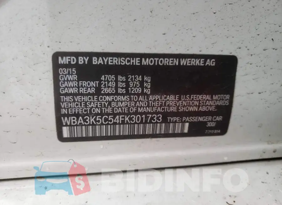 WBA3K5C54FK301733 Photo# 12
