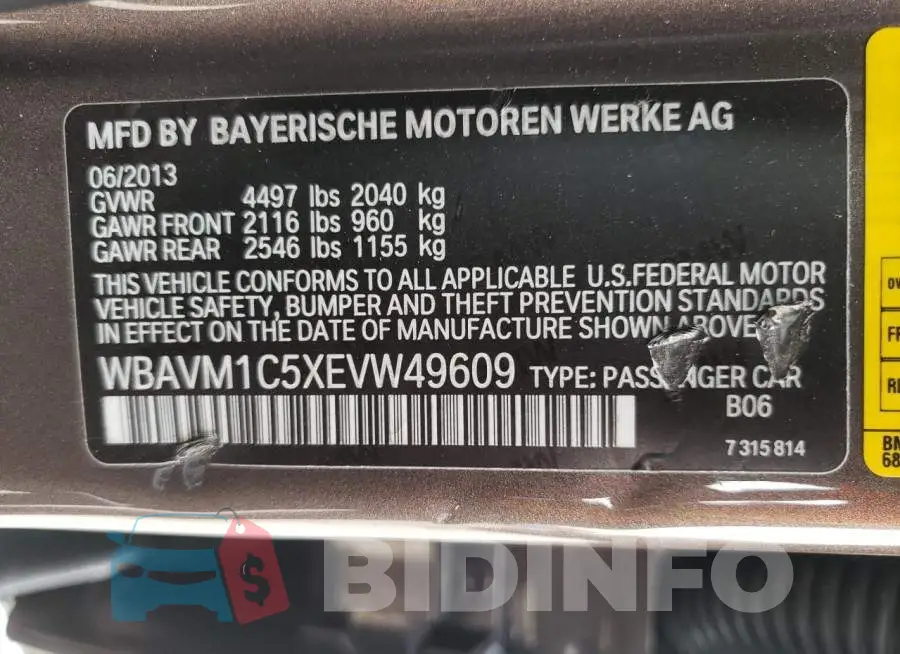 WBAVM1C5XEVW49609 Photo# 12