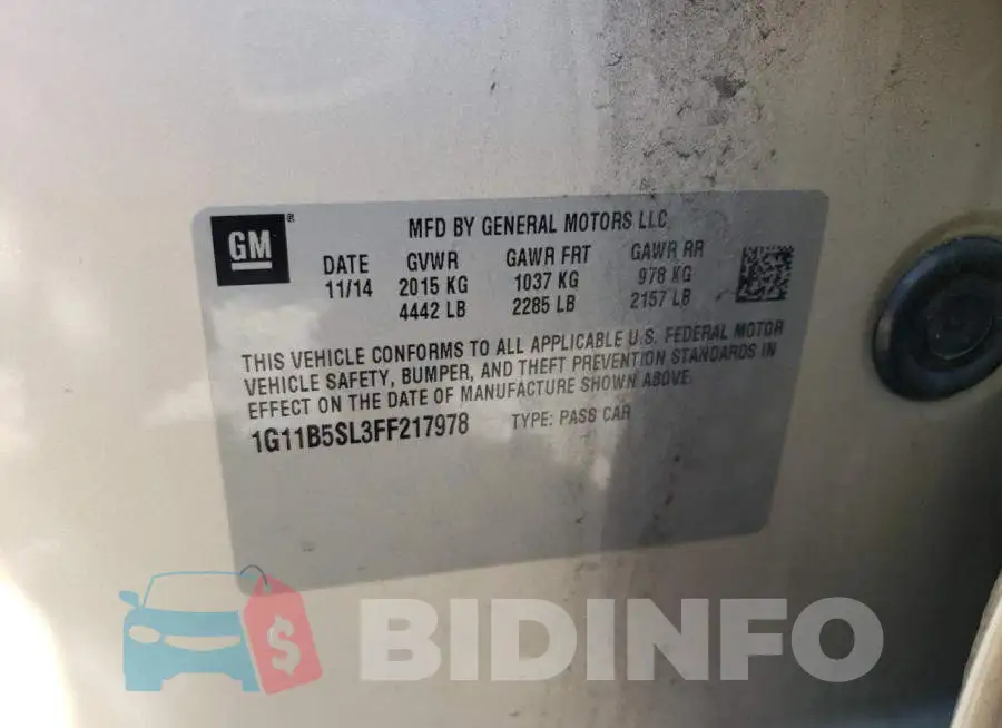 1G11B5SL3FF217978 Photo# 12