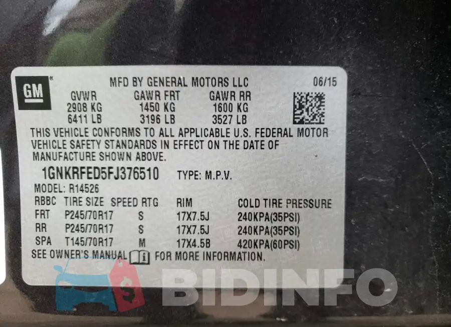 1GNKRFED5FJ376510 Photo# 13