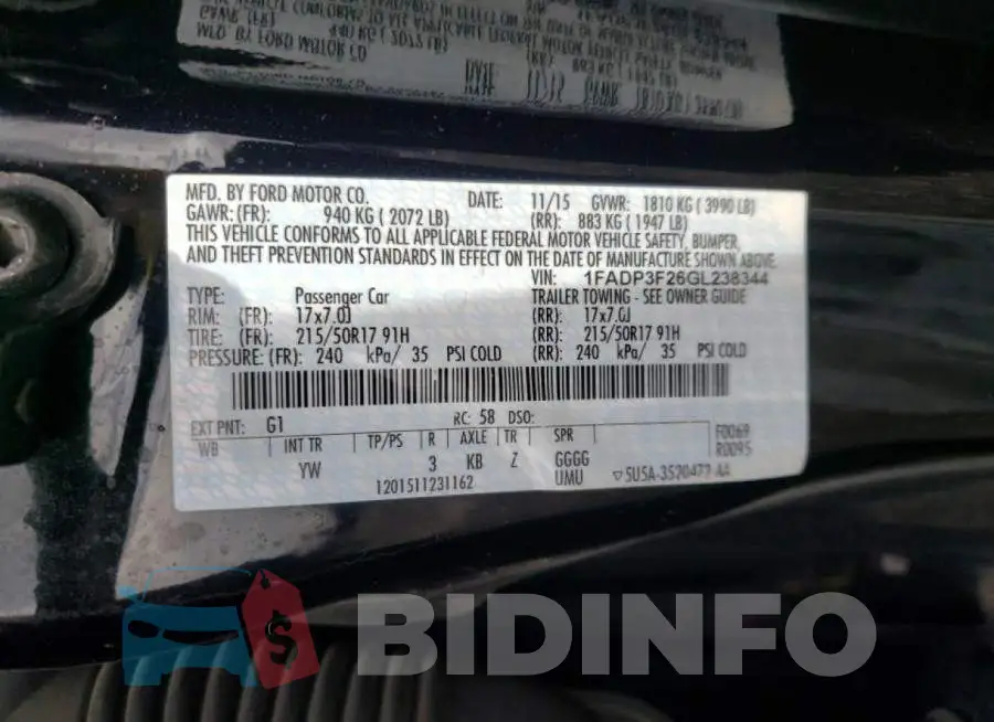 1FADP3F26GL238344 Photo# 10