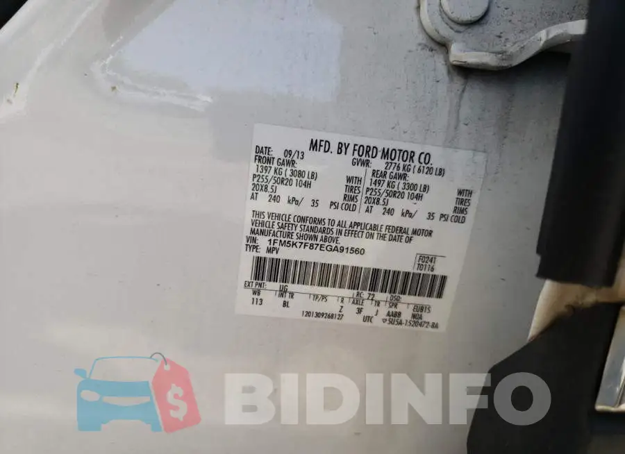 1FM5K7F87EGA91560 Photo# 13