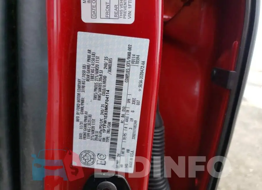 1FTFW1E83MKF04114 Photo# 12