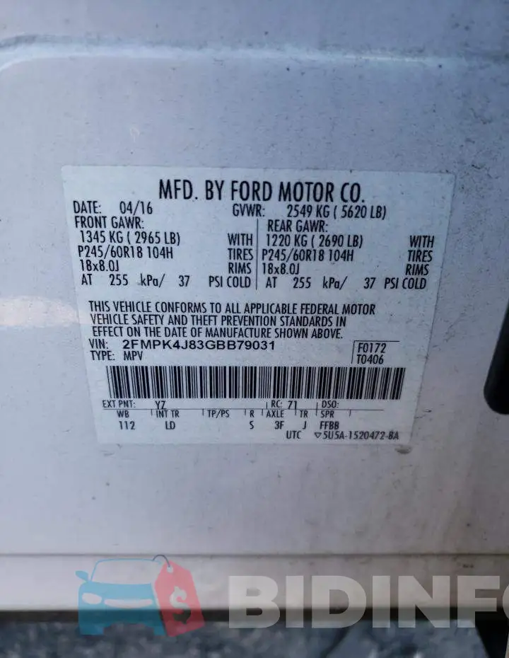 2FMPK4J83GBB79031 Photo# 13