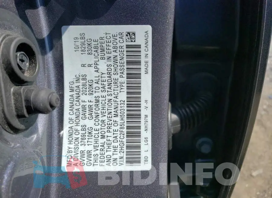 2HGFC2F85LH503132 Photo# 12