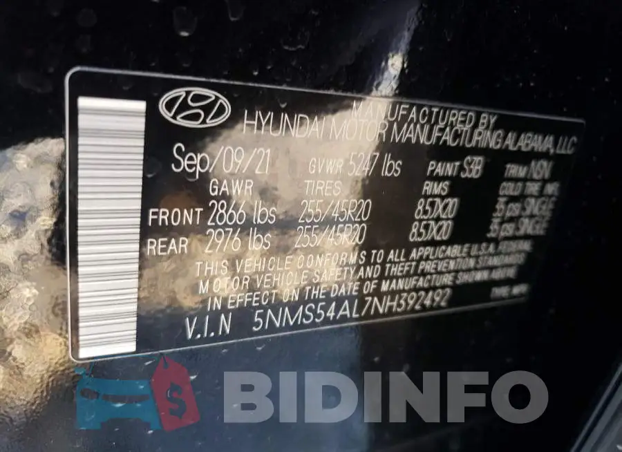 5NMS54AL7NH392492 Photo# 12