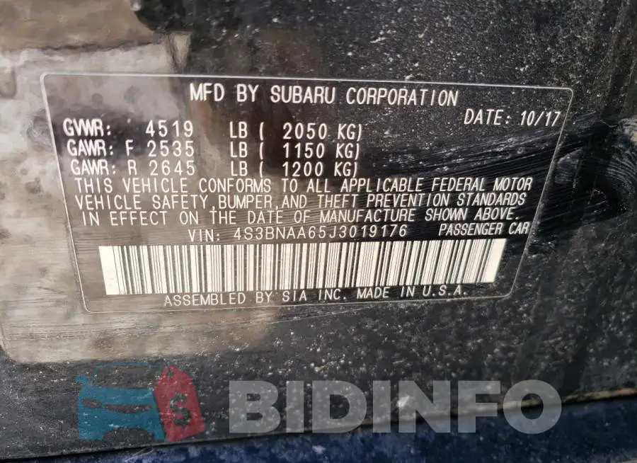 4S3BNAA65J3019176 Photo# 12