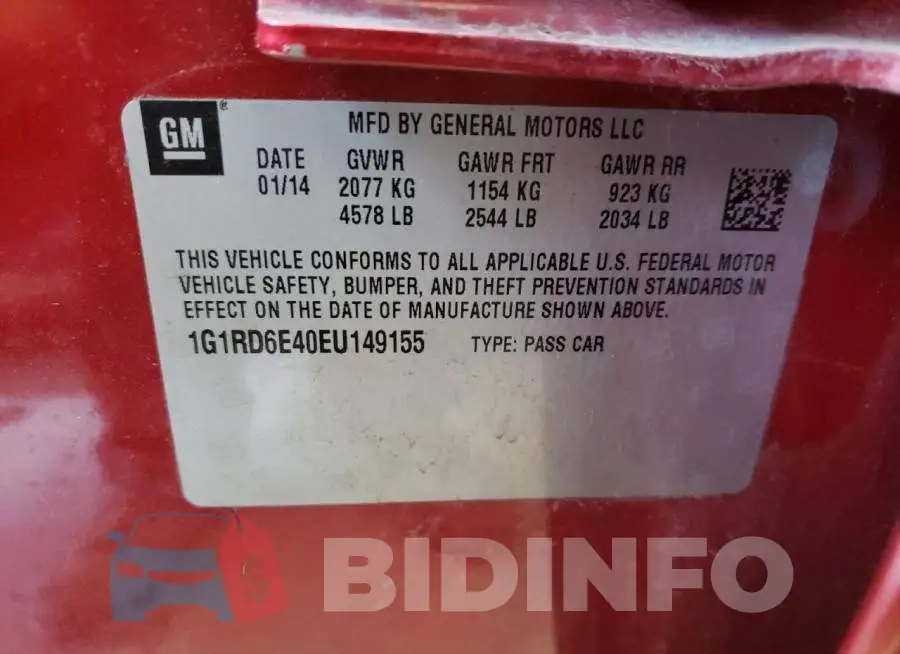 1G1RD6E40EU149155 Photo# 10