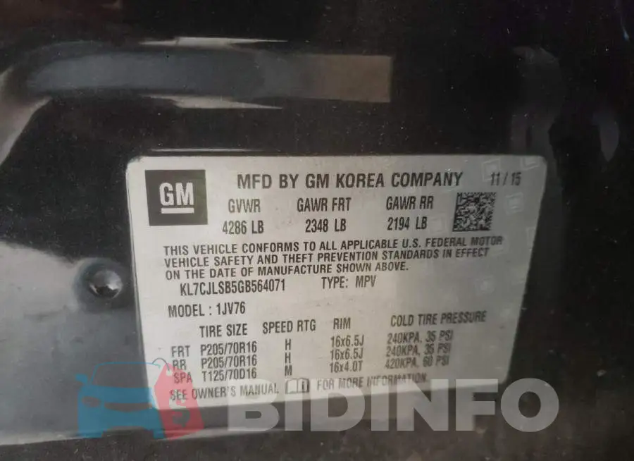 KL7CJLSB5GB564071 Photo# 13