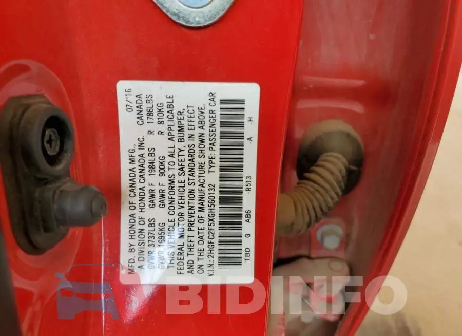 2HGFC2F5XGH560132 Photo# 12