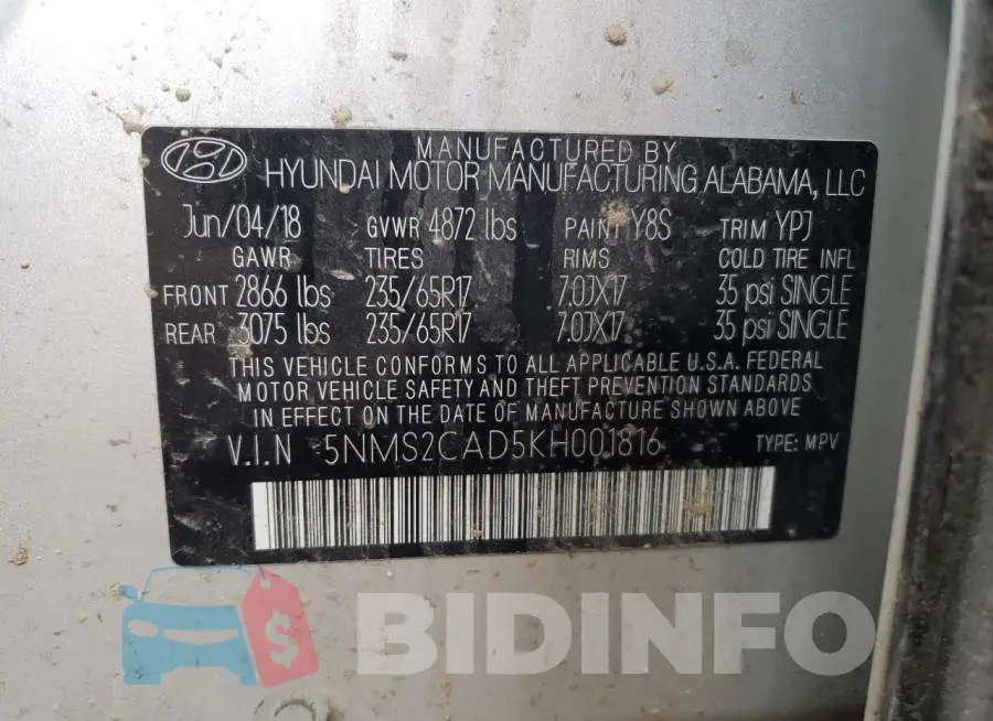 5NMS2CAD5KH001816 Photo# 14