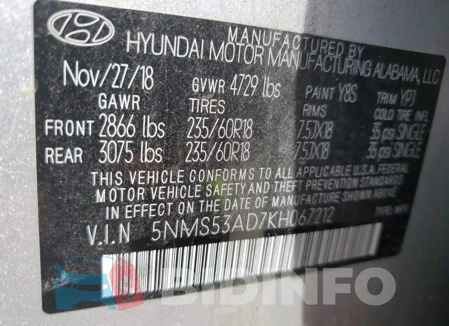 5NMS53AD7KH067212 Photo# 13