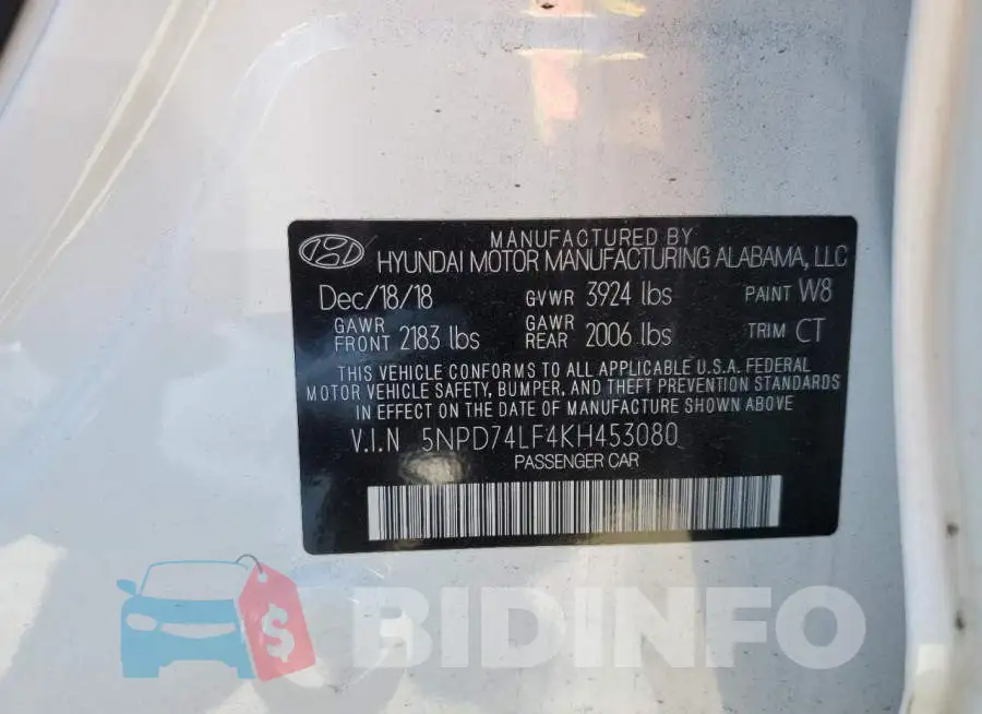 5NPD74LF4KH453080 Photo# 12