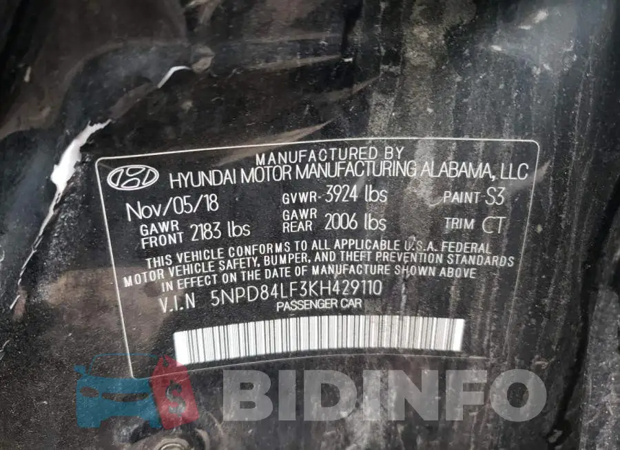 5NPD84LF3KH429110 Photo# 12