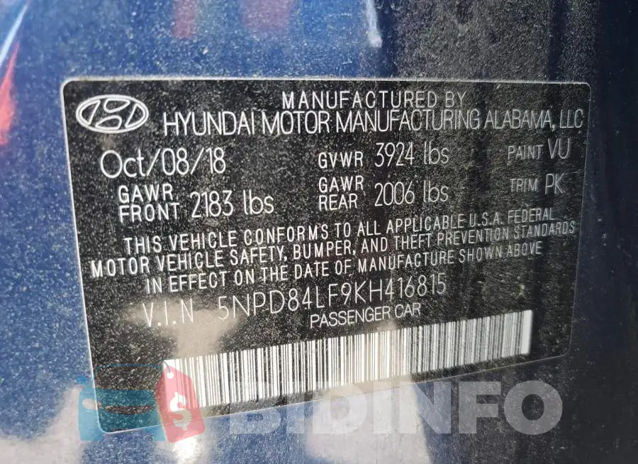 5NPD84LF9KH416815 Photo# 12