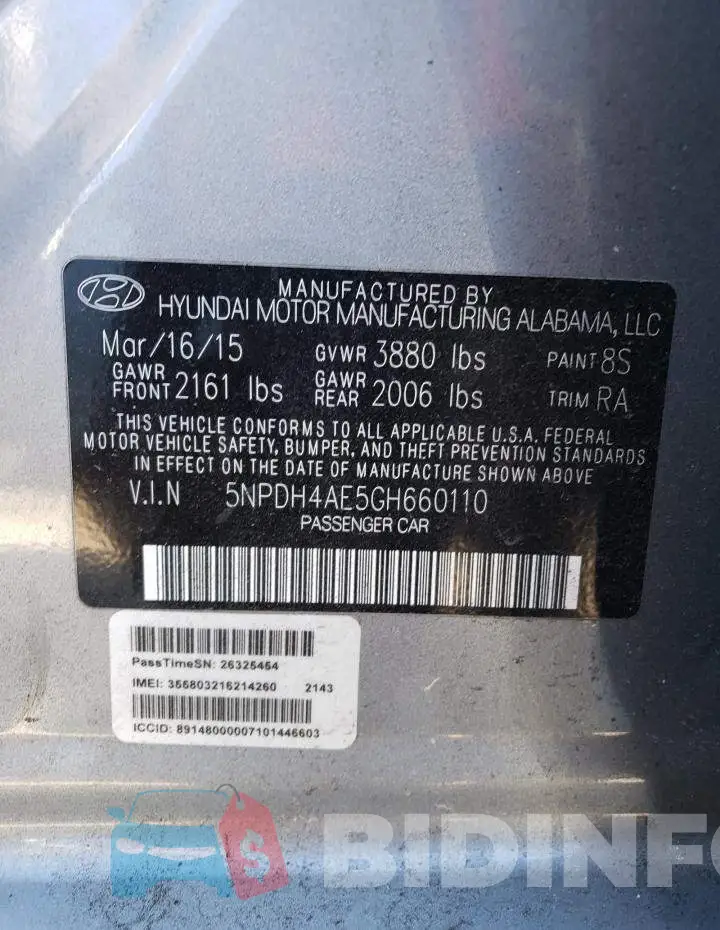 5NPDH4AE5GH660110 Photo# 10