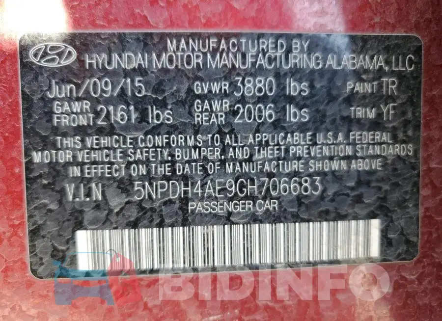 5NPDH4AE9GH706683 Photo# 12