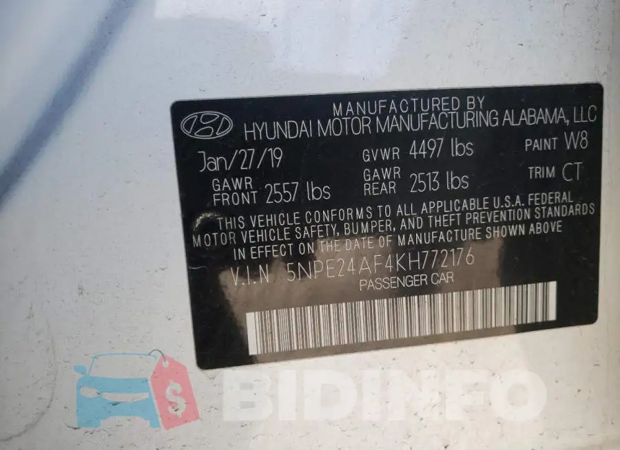 5NPE24AF4KH772176 Photo# 12