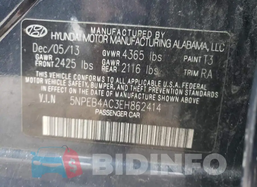 5NPEB4AC3EH862414 Photo# 12