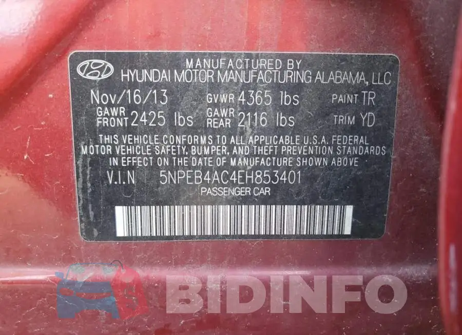 5NPEB4AC4EH853401 Photo# 12