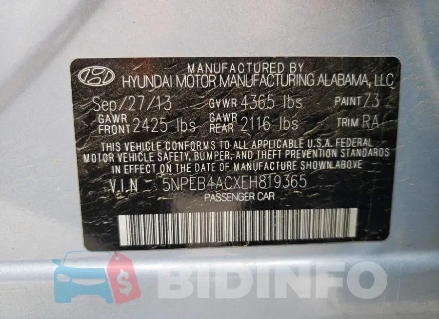 5NPEB4ACXEH819365 Photo# 12