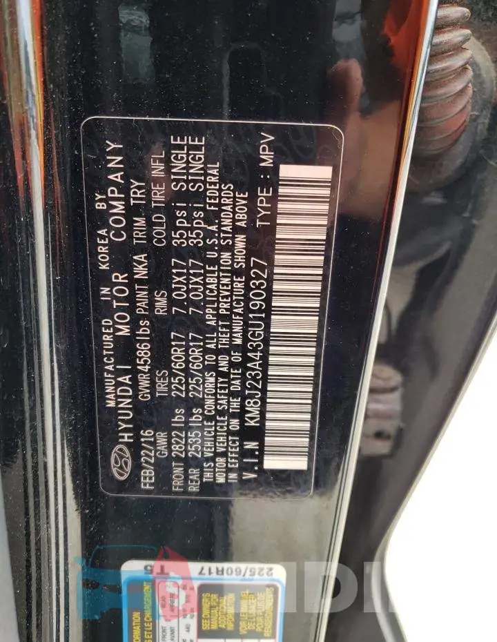 KM8J23A43GU190327 Photo# 13