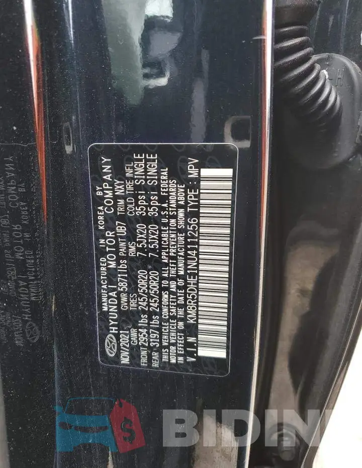 KM8R5DHE1NU411256 Photo# 13