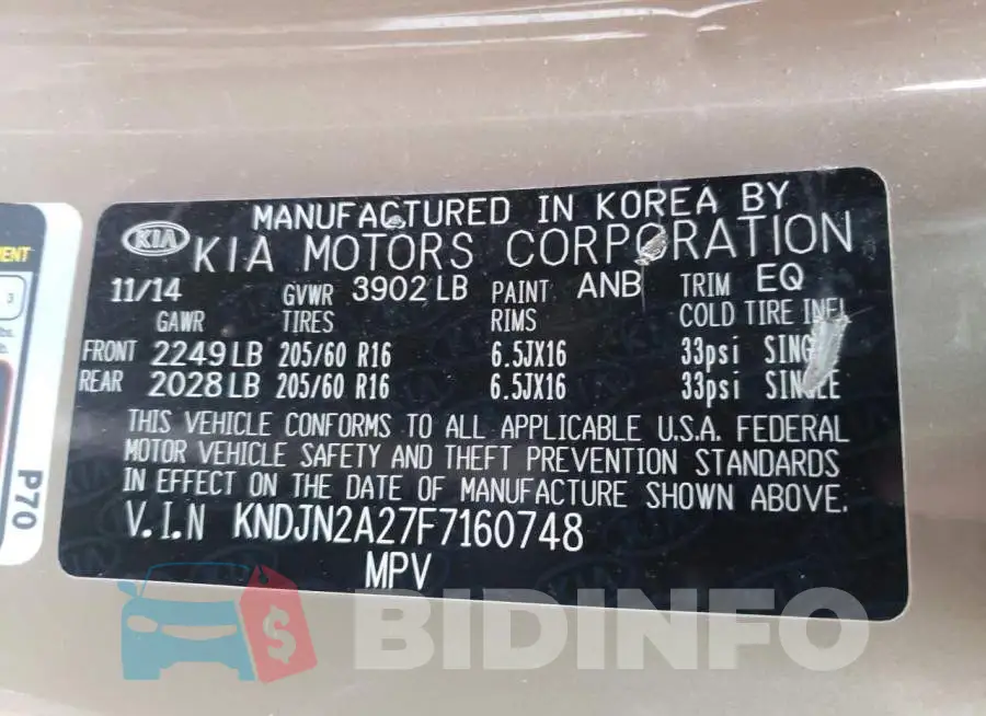 KNDJN2A27F7160748 Photo# 12
