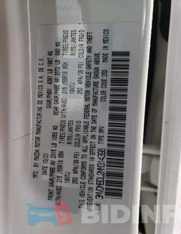 3MVDMBDL2MM314398 Photo# 13