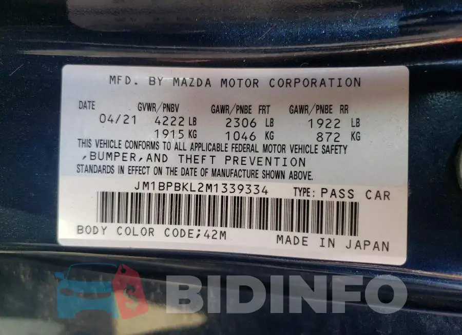 JM1BPBKL2M1339334 Photo# 12
