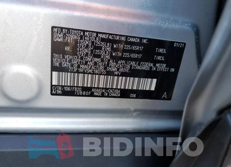 2T3F1RFV5MC180755 Photo# 10