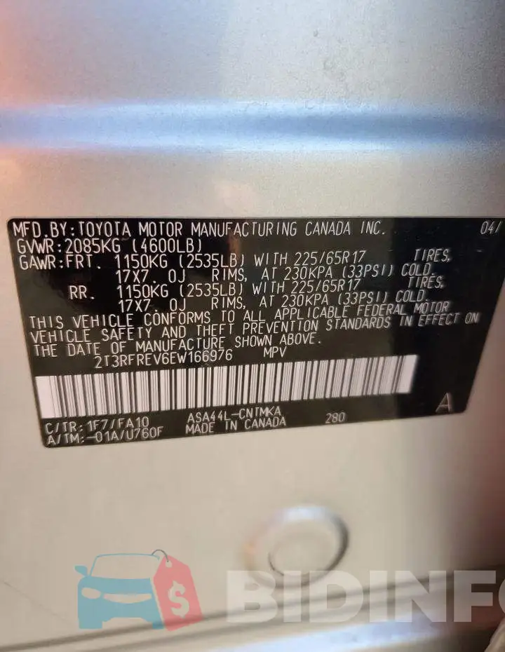2T3RFREV6EW166976 Photo# 13