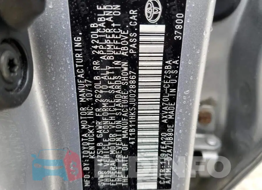 4T1B11HK5JU028867 Photo# 13