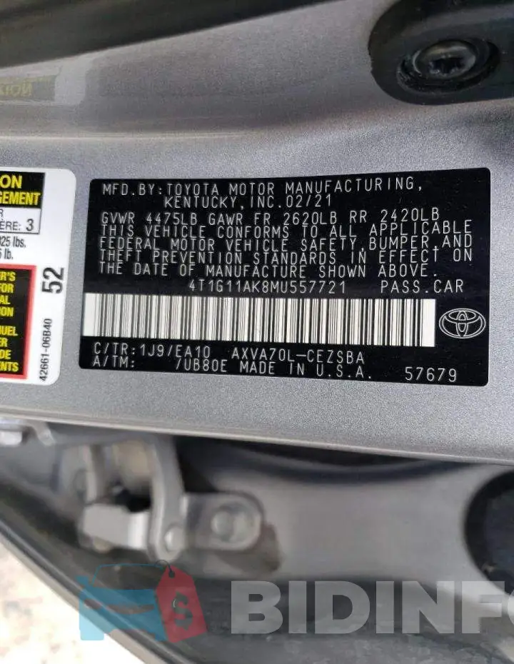 4T1G11AK8MU557721 Photo# 12