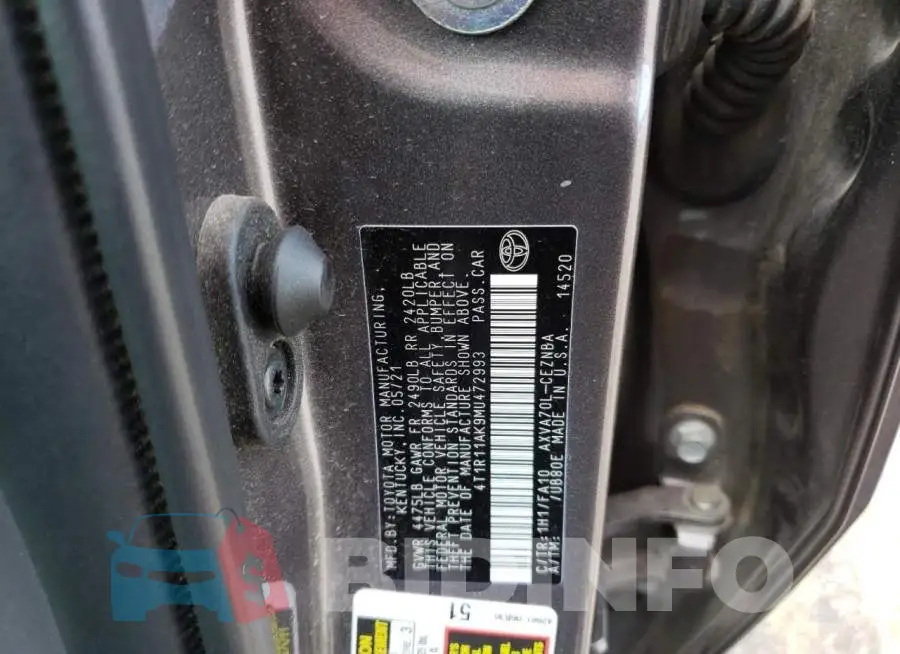 4T1R11AK9MU472993 Photo# 12