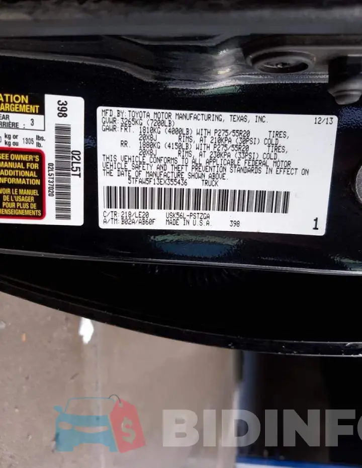 5TFAW5F13EX355436 Photo# 12